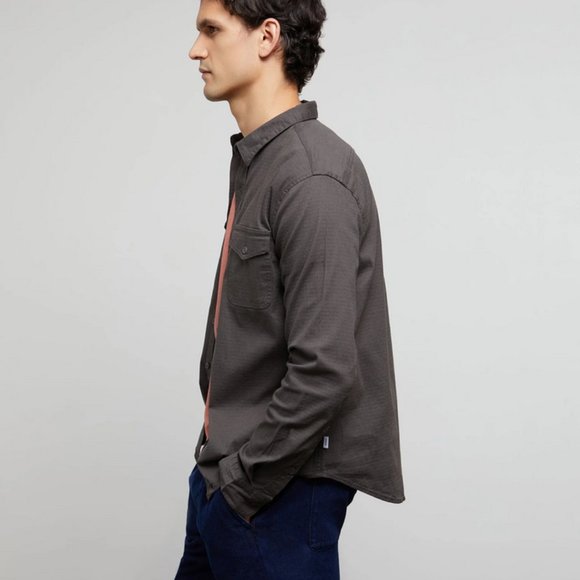 Onia All Terrain Cotton Stretch Ripstop Overshirt in Charcoal Size XL - Picture 2 of 11